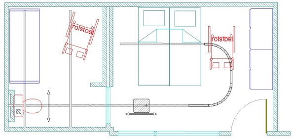 Plafondlift Monorail En Connector Naar Badkamer